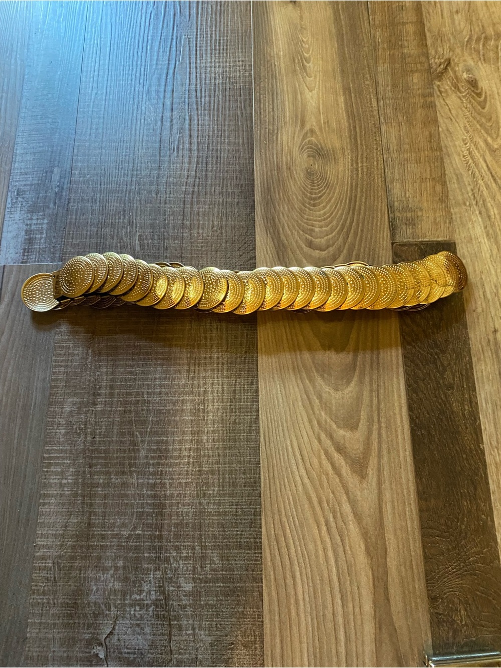 Source Unknown Gold Coin Disc Stretch Belt. VINTAGE